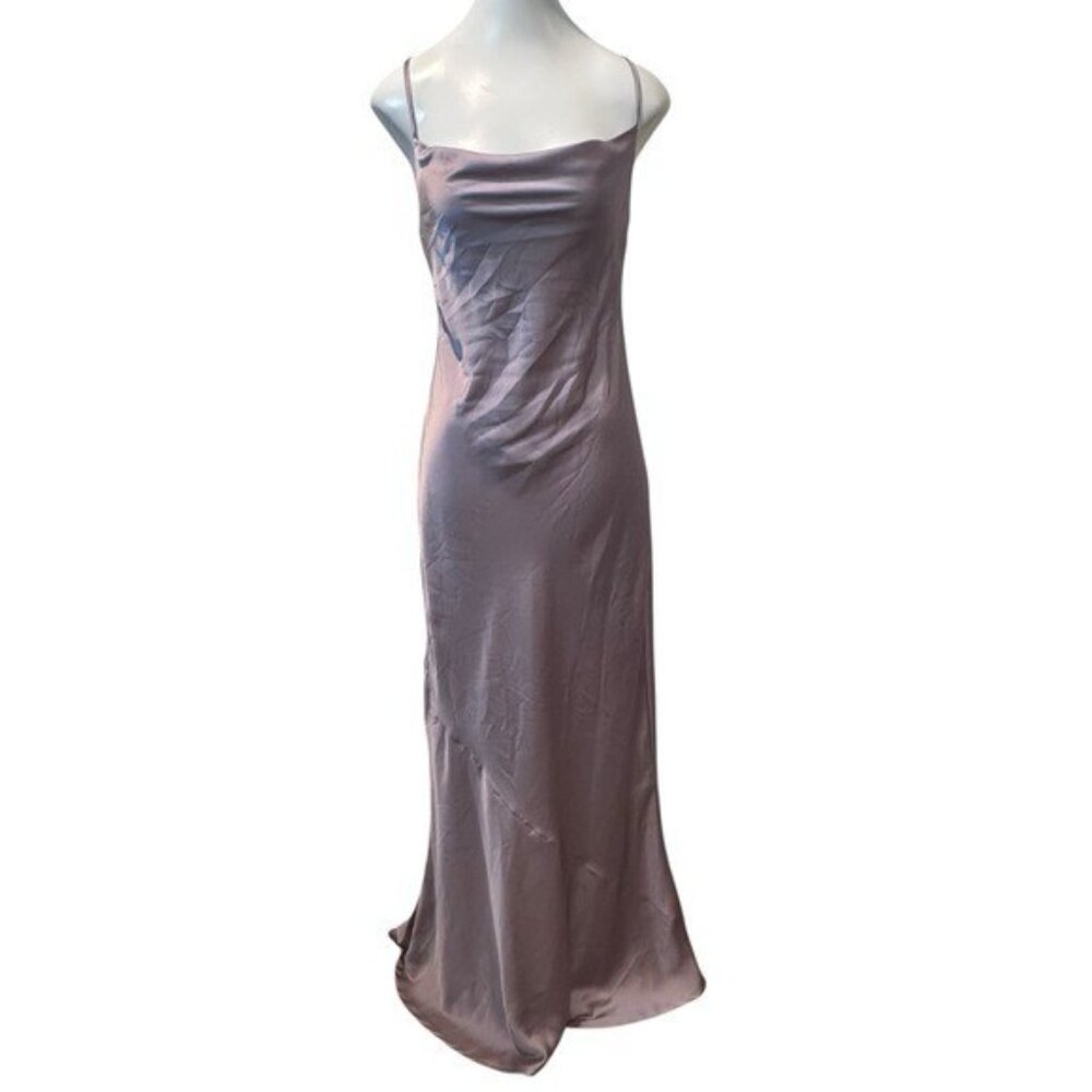 Show Me Your Mumu XS Tuscany Maxi Slip Dress Cowl Neck Dusty Purple Formal Satin - Picture 11 of 11